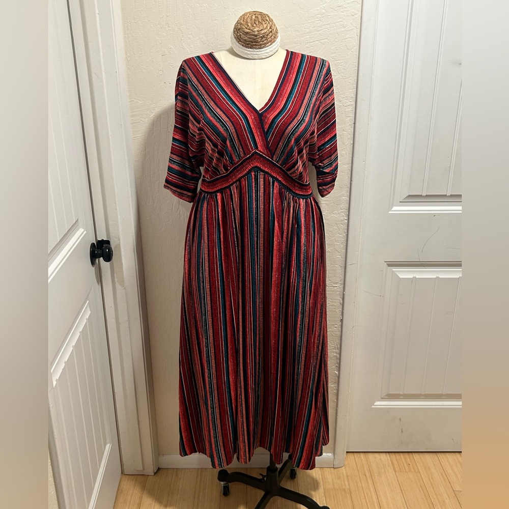 BloomChic Red and Black Striped Maxi Dress